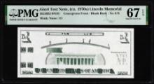 Circa 1970's Lincoln Memorial Giori Test Note PMG Superb Gem Uncirculated 67EPQ