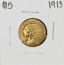 1913 $5 Indian Head Half Eagle Gold Coin