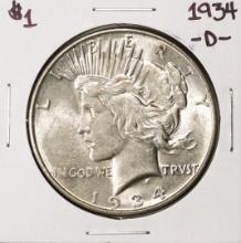 1934-D $1 Peace Silver Dollar Coin