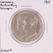 1904 Germany Macklenburg Schwerin 5 Mark Silver Coin