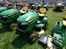 JD X350 Mower w/42'' Accel Deep Deck, 18.5 HP Kawasaki Eng, 216 Hrs, Ser. 0