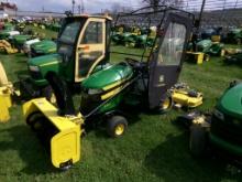 John Deere X350 44'' Snow Blower with Soft Cab, 18 HP with 48'' Deck, Chain