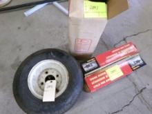 (2) Boxes with Towing Mirrors and a Pair of Trailer Tires (2841)