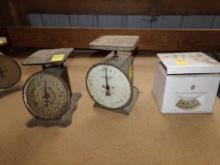 (3) Antique Scales (1) Triner (1) Hanson, (1) Detecto That Looks More Moder