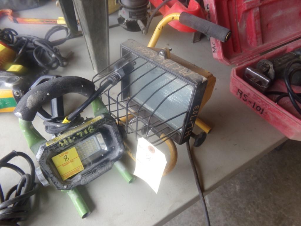 (2) Work Lights, (1) LED and (1) Halogen, Both Work (Main Shop)