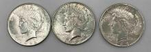 (3) Peace Silver Dollars: 1922S , 1923S, 1925- all with PVC. (3 total)