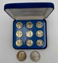 1882O Morgan Silver Dollar. 1974S Proof Eisenhower Silver Dollar. Set of 9 Susan B. Anthony dollar