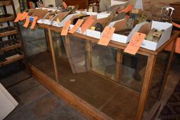 ANTIQUE OAK AND GLASS DISPLAY CABINET,