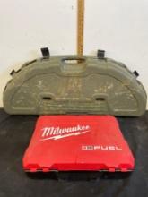 Milwaukee toolbox and empty bow case