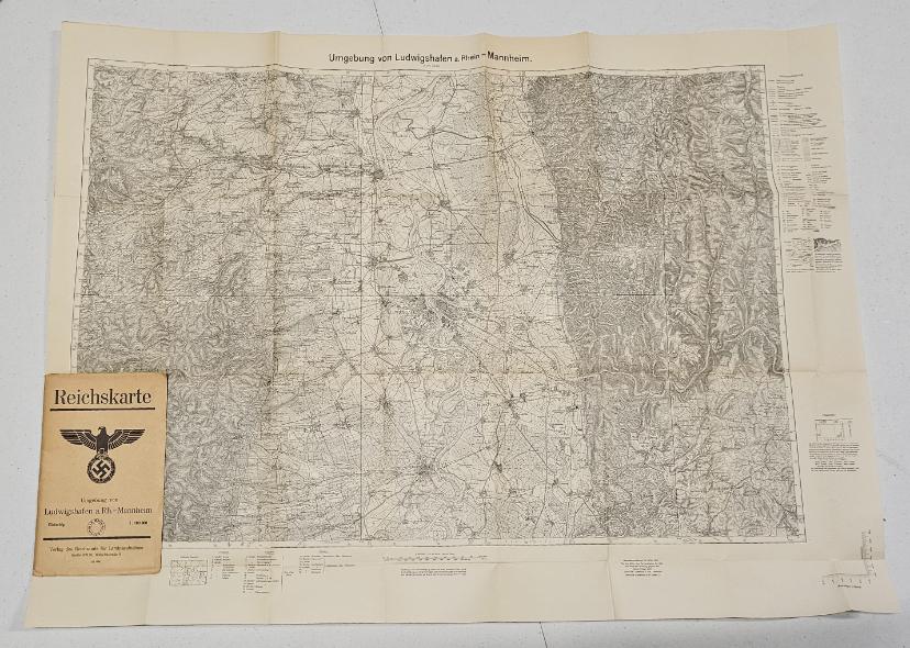 Nazi Empire Map Area of Ludwigshafen a. Rh.- Mannheim