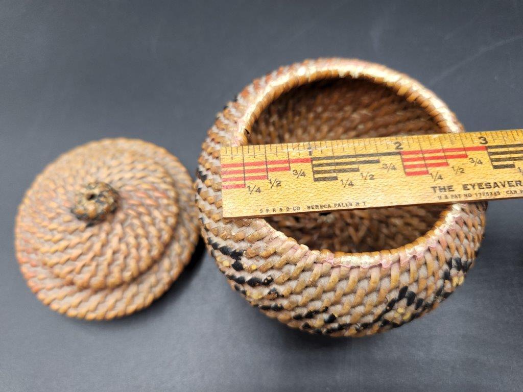 WOVEN BASKET AND INDUS VALLEY STYLED TERRACOTTA BOWL