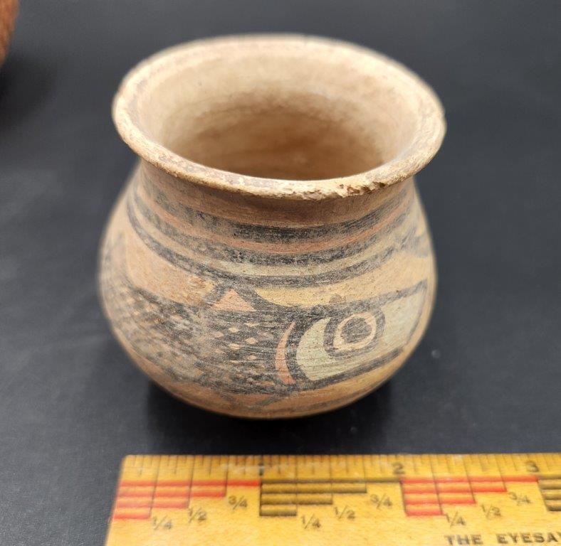 WOVEN BASKET AND INDUS VALLEY STYLED TERRACOTTA BOWL