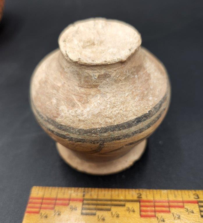 WOVEN BASKET AND INDUS VALLEY STYLED TERRACOTTA BOWL