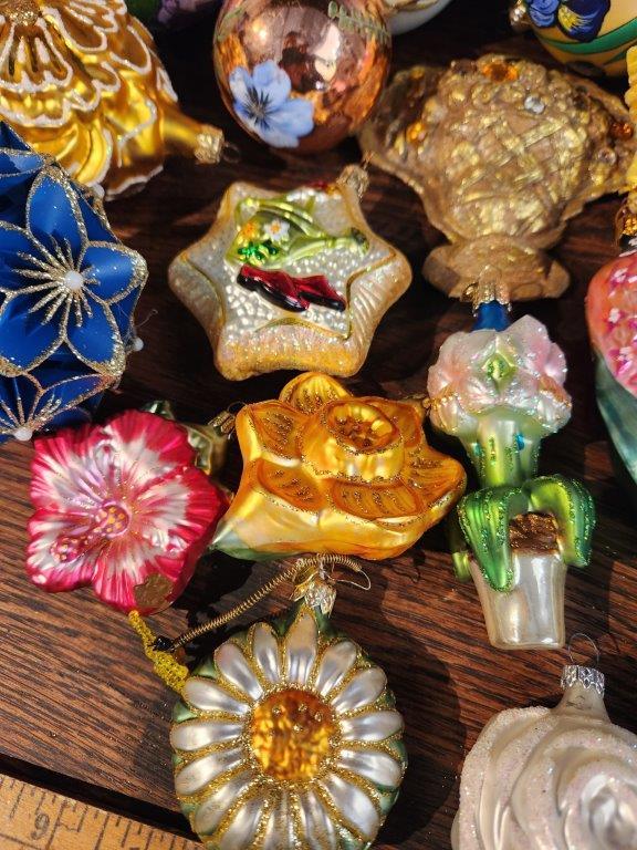 Vintage Floral Shaped Glass Ornaments