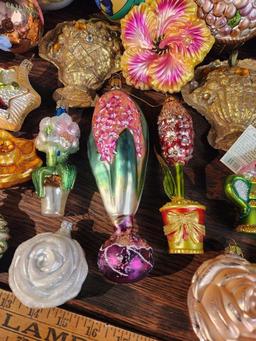 Vintage Floral Shaped Glass Ornaments