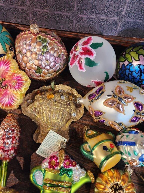 Vintage Floral Shaped Glass Ornaments