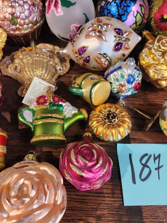 Vintage Floral Shaped Glass Ornaments