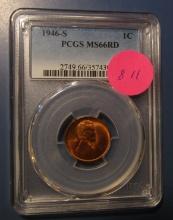 1946-S LINCOLN CENT PCGS MS-66 RED
