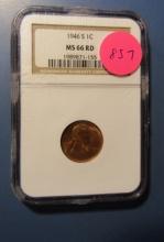 1946-S LINCOLN CENT NGC MS-66 RED