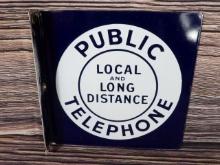 Public Telephone Porc. Flange Sign