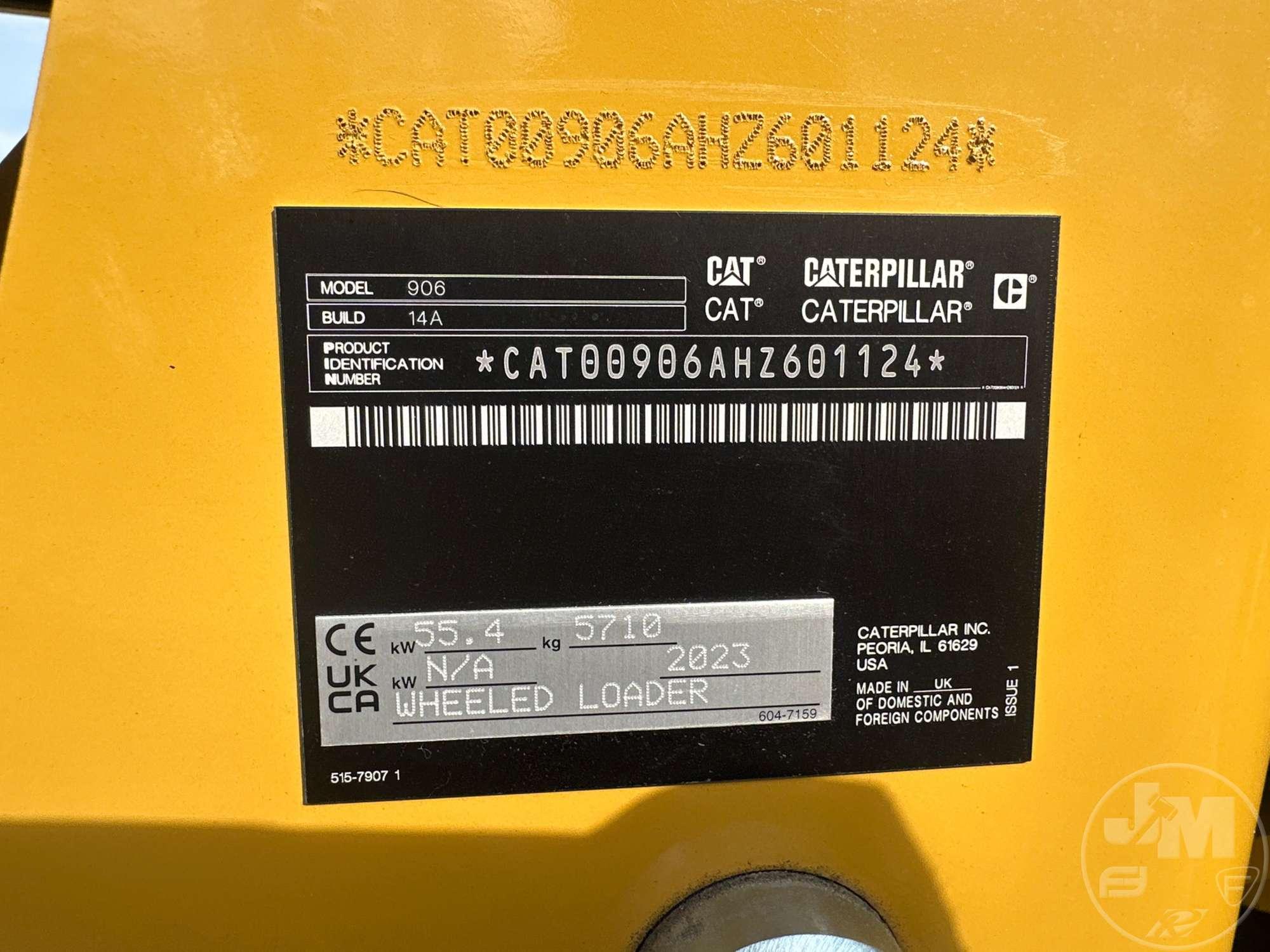 2023 CATERPILLAR 906 WHEEL LOADER SN: CAT00906AHZ601124