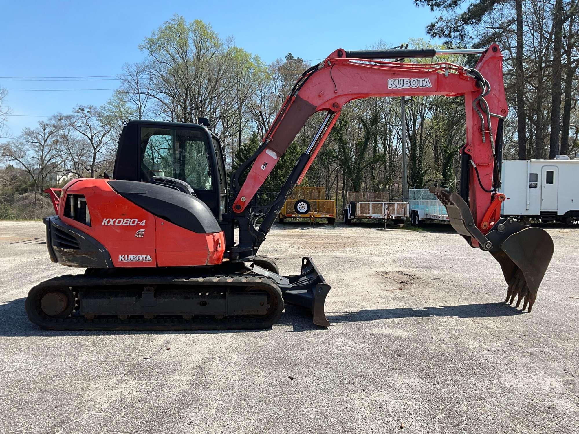 2014 KUBOTA KX080-4 MINI EXCAVATOR SN: JKUK0803P01H32085