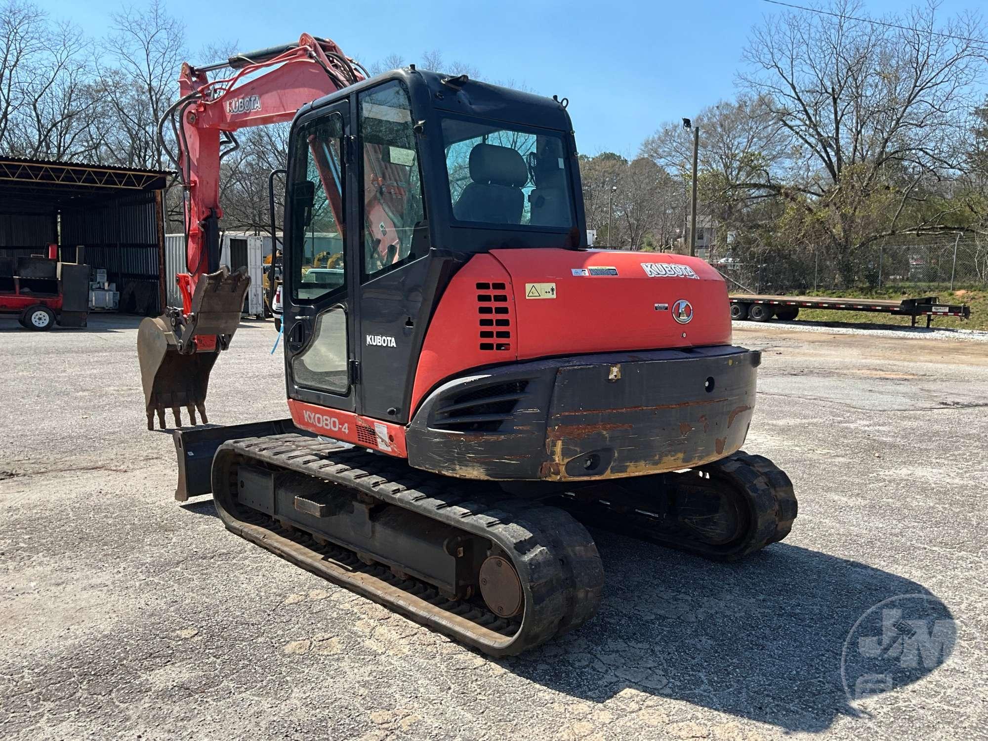 2014 KUBOTA KX080-4 MINI EXCAVATOR SN: JKUK0803P01H32085