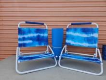 (2) TYE DYE BEACH CHAIRS AND FLOAT MAT