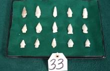 15 Clear White Quartz Authentic Arrowheads from North Carolina