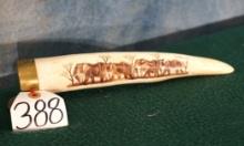 Scrimshawed Hippo Tusk Decor