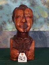 African Woman Head Bust Wood Carving