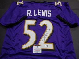 Ray Lewis Baltimore Ravens Autographed Custom Football Jersey GA coa