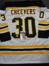 Gerry Cheevers Boston Bruins Autographed & Inscribed Custom Hockey Jersey JSA W coa