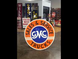 GMC Trucks Sales & Service Double Sided Porcelain