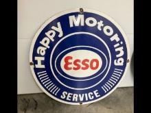 30in Porcelain Happy Motoring Esso Sign