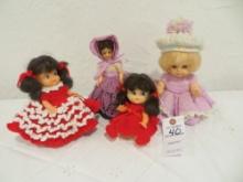 Mini Dolls with crocheted dresses 4 pcs