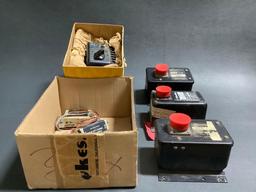 BOXES OF NEW PROP HEAT SWITCHES A0580, DEICE TIMERS (ALL NEED REPAIR) & NEW SKYTEMP CONTROL BOX