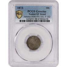 1873 Seated Liberty Dime PCGS Genuine Tooled-XF Detail