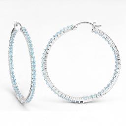 Plated Rhodium 3.60ctw Blue Topaz Earrings