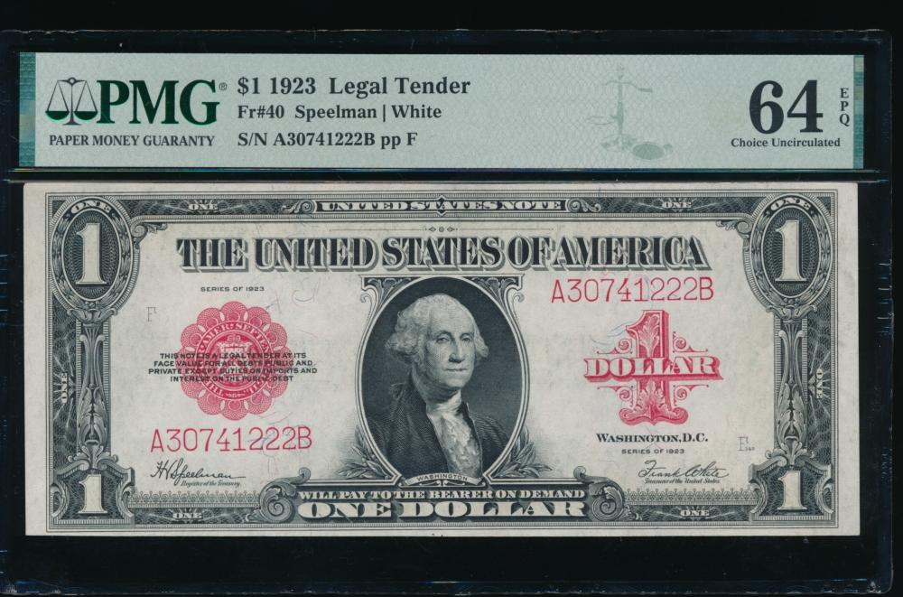 1923 $1 Legal Tender Note PMG 64EPQ