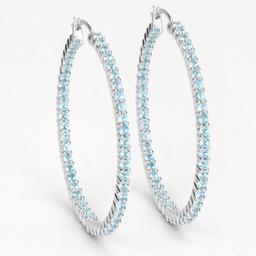 Plated Rhodium 3.60ctw Blue Topaz Earrings