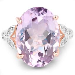 Plated 18KT Rose Gold 10.41ct Pink Amethyst and White Topaz Ring
