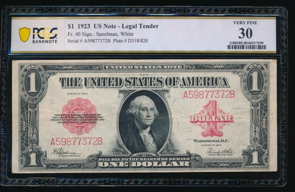 1923 $1 Legal Tender Note PCGS 30