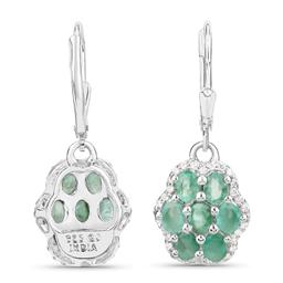 Rhodium Plated 2.48ctw Emerald and White Zircon Earrings