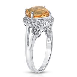 Plated Rhodium 2.90ctw Citrine and White Topaz Ring