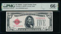 1928A $5 Legal Tender Note PMG 66EPQ