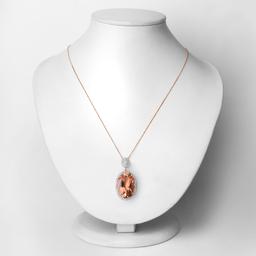 14KT Rose Gold 23.83ct Morganite and Diamond Pendant with Chain