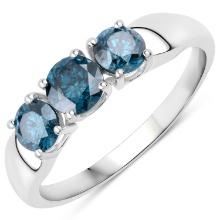 14KT White Gold 1.15ctw Blue Diamond Ring