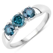 14KT White Gold 1.03ctw Blue Diamond Ring