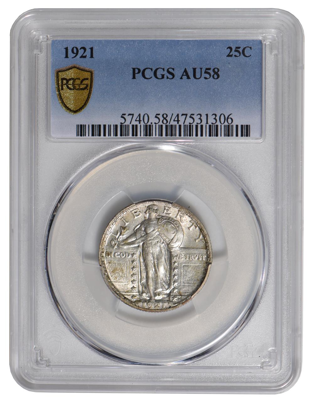 1921 Standing Liberty Quarter PCGS AU58